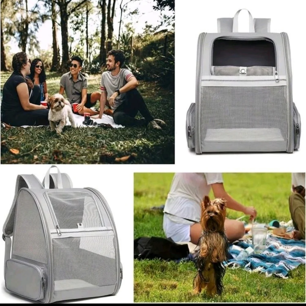 Pink and Gray Pet Carrier Backpack
